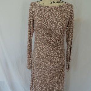 LK Bennett leopard silk dress 8 VGUC long sleeve